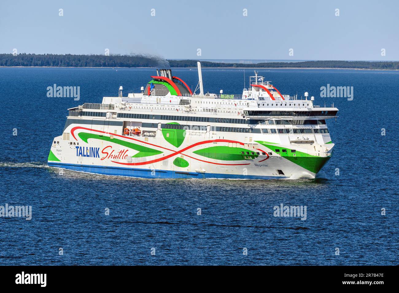 Megastar is an LNG-powered ferry operated by the Estonia ferry company Tallink on their ‘Shuttle’ service between Tallinn and Helsinki. Stock Photo