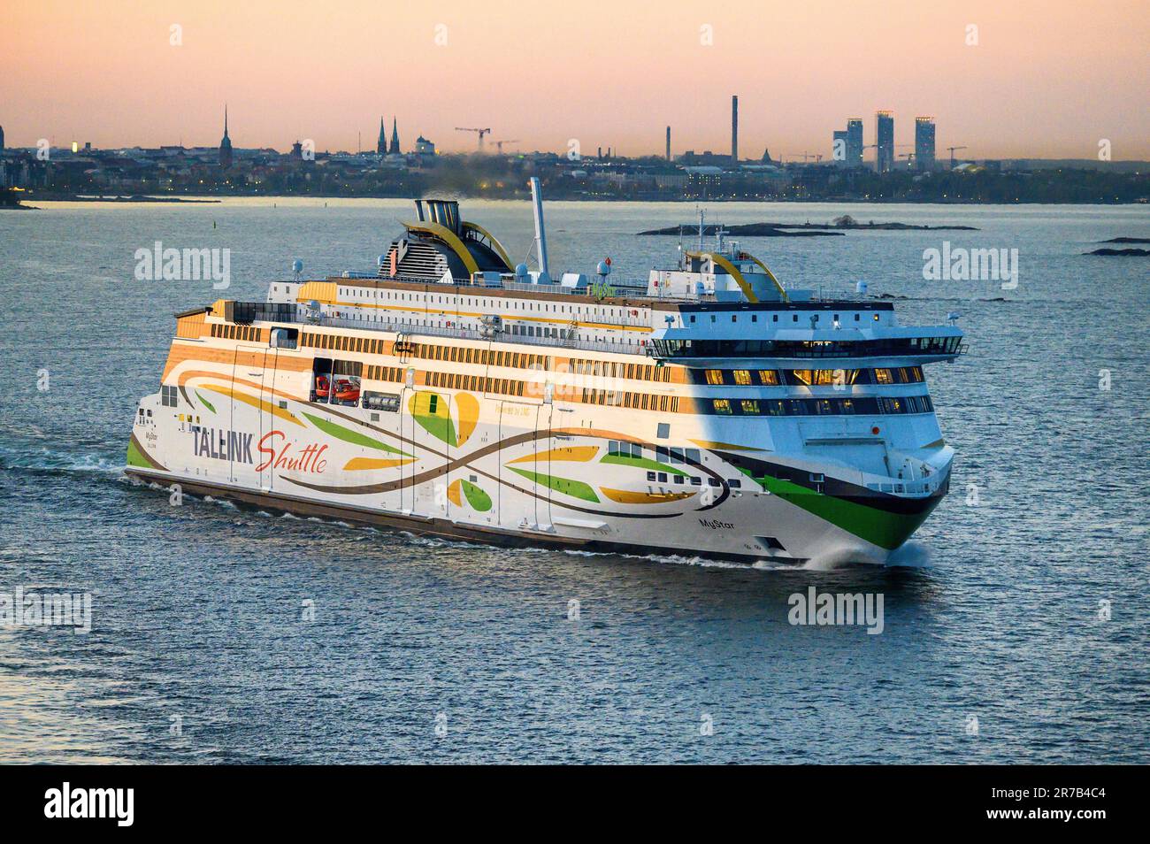 MyStar is an LNG-powered ferry operated by the Estonia ferry company Tallink on their ‘Shuttle’ service between Tallinn and Helsinki. Stock Photo