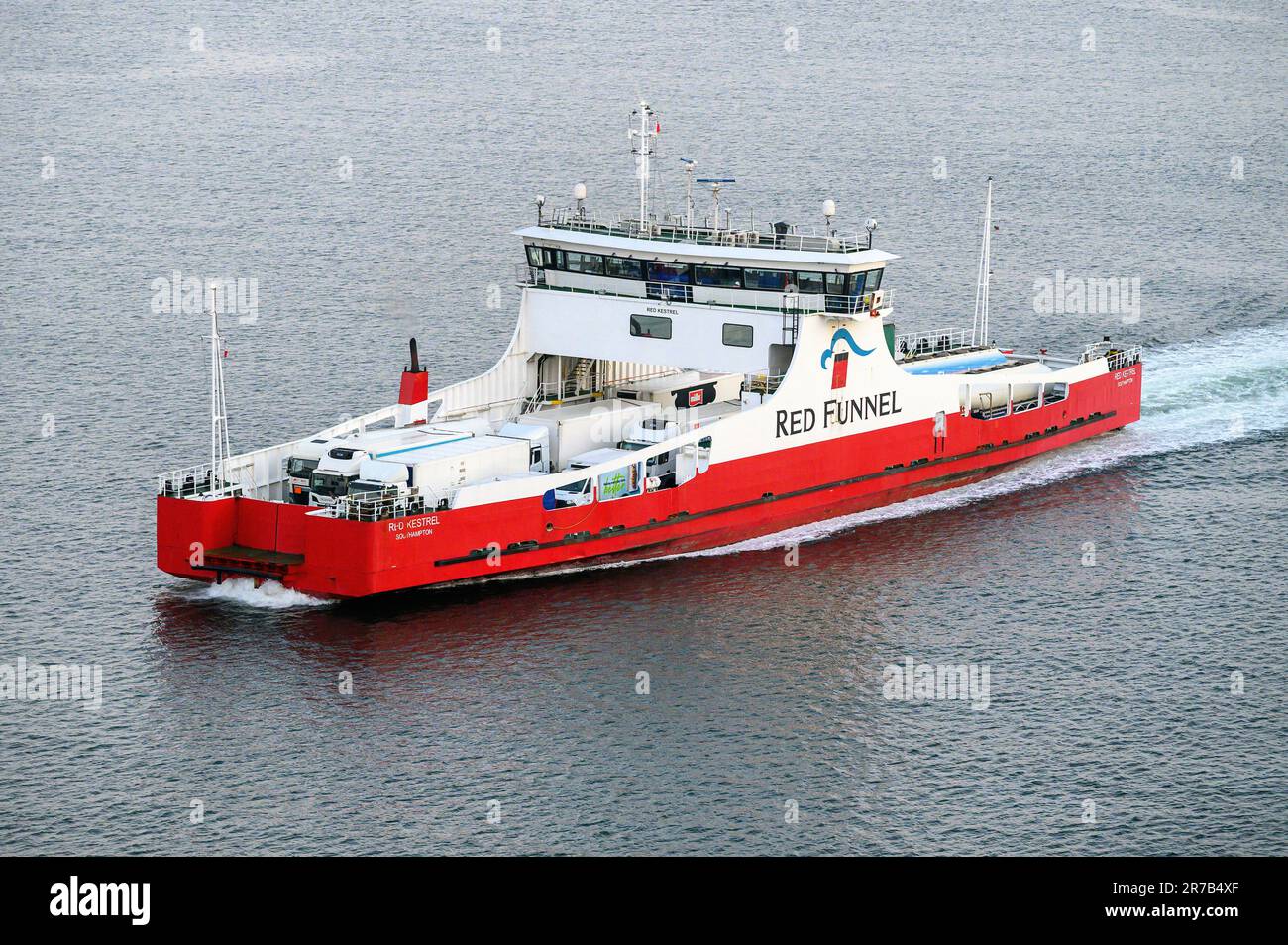 Red Kestrel is a freight ferry operated by Red Funnel on its Southampton-East Cowes route. Stock Photo