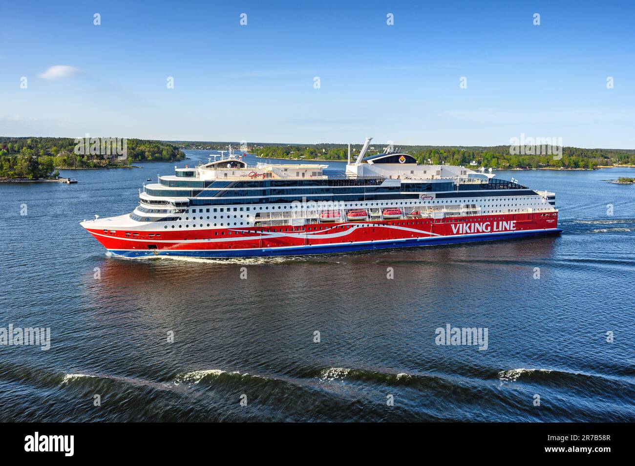 Viking Glory is an LNG-powered cruise ferry operated by Viking Line on the Turku-Åland Islands-Stockholm route. Stock Photo