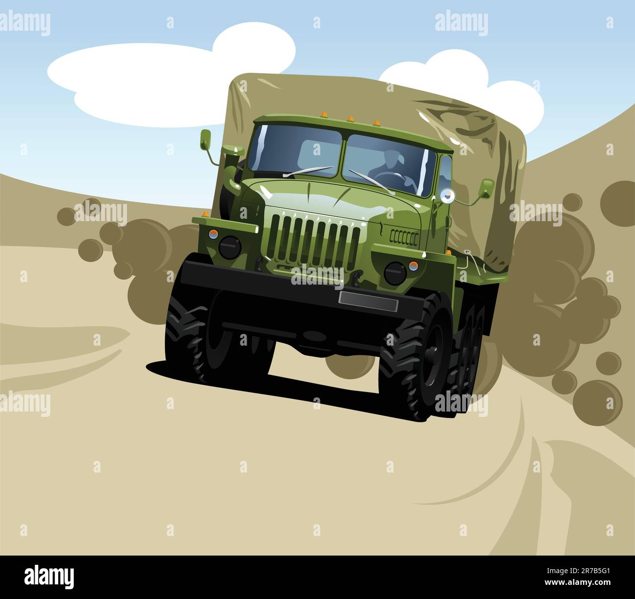 Vector color illustration of military truck . (Simple gradients only ...