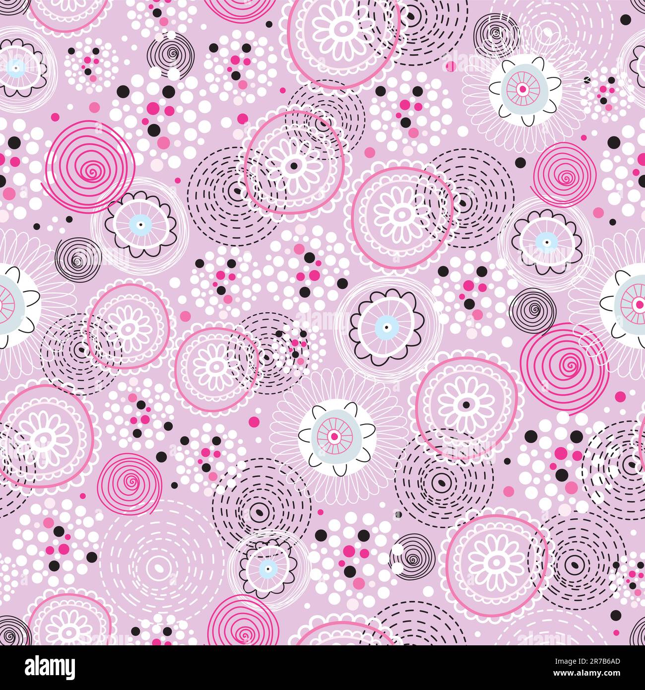Seamless pink abstract pattern of circles and the elements Stock Vector ...