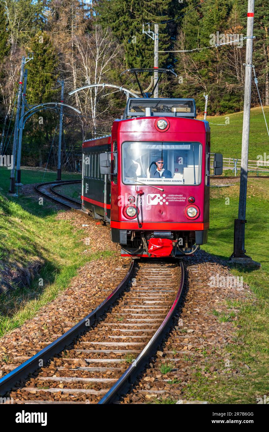 Train of Ritten Railway (Rittner Bahn), Ritten-Renon high plateau, Trentino-Alto Adige/Sudtirol, Italy Stock Photo