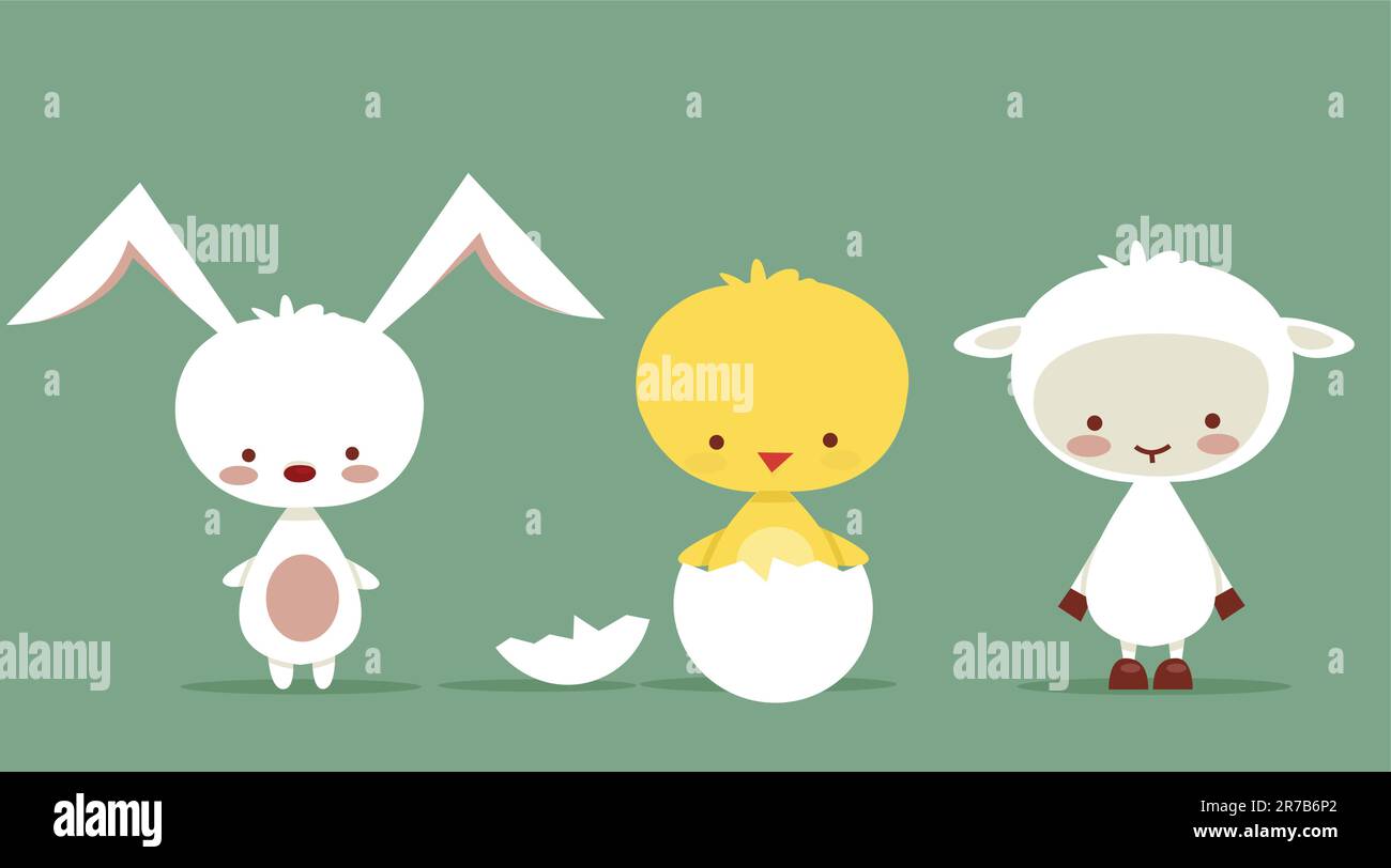 Cute easter characters, vector illustration Stock Vector Image & Art ...