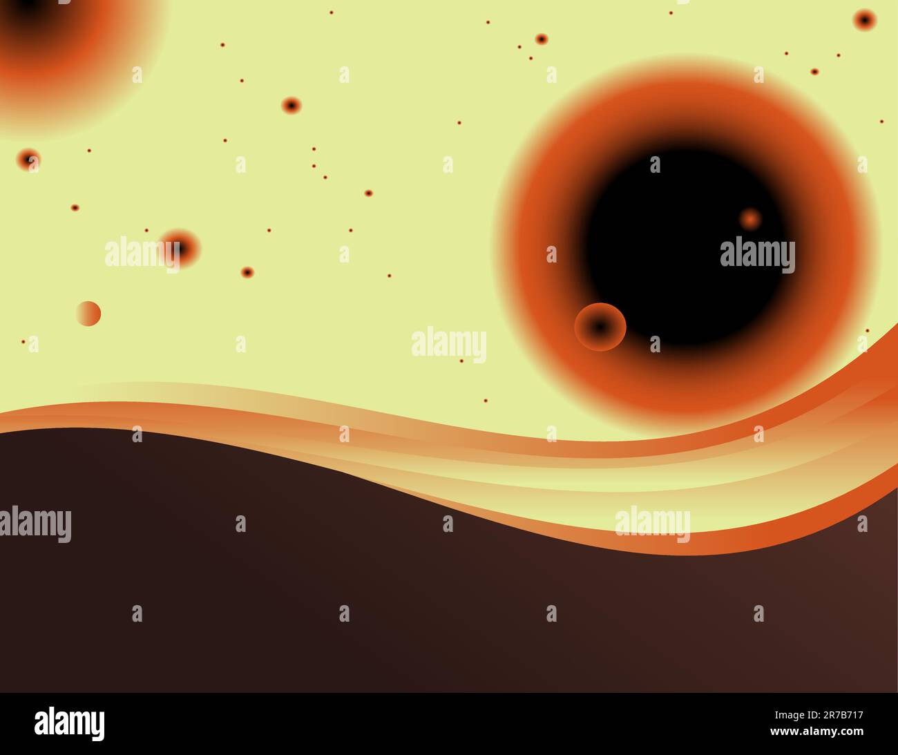 Horizontal abstract background with many red and black balls Stock