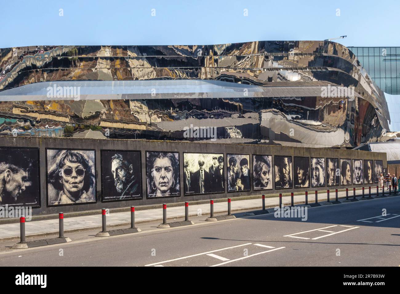 'Made In Birmingham', a 50m mural outside New Street Station featuring characters from the Peaky Blinders television series, by the artist Jon Jones Stock Photo