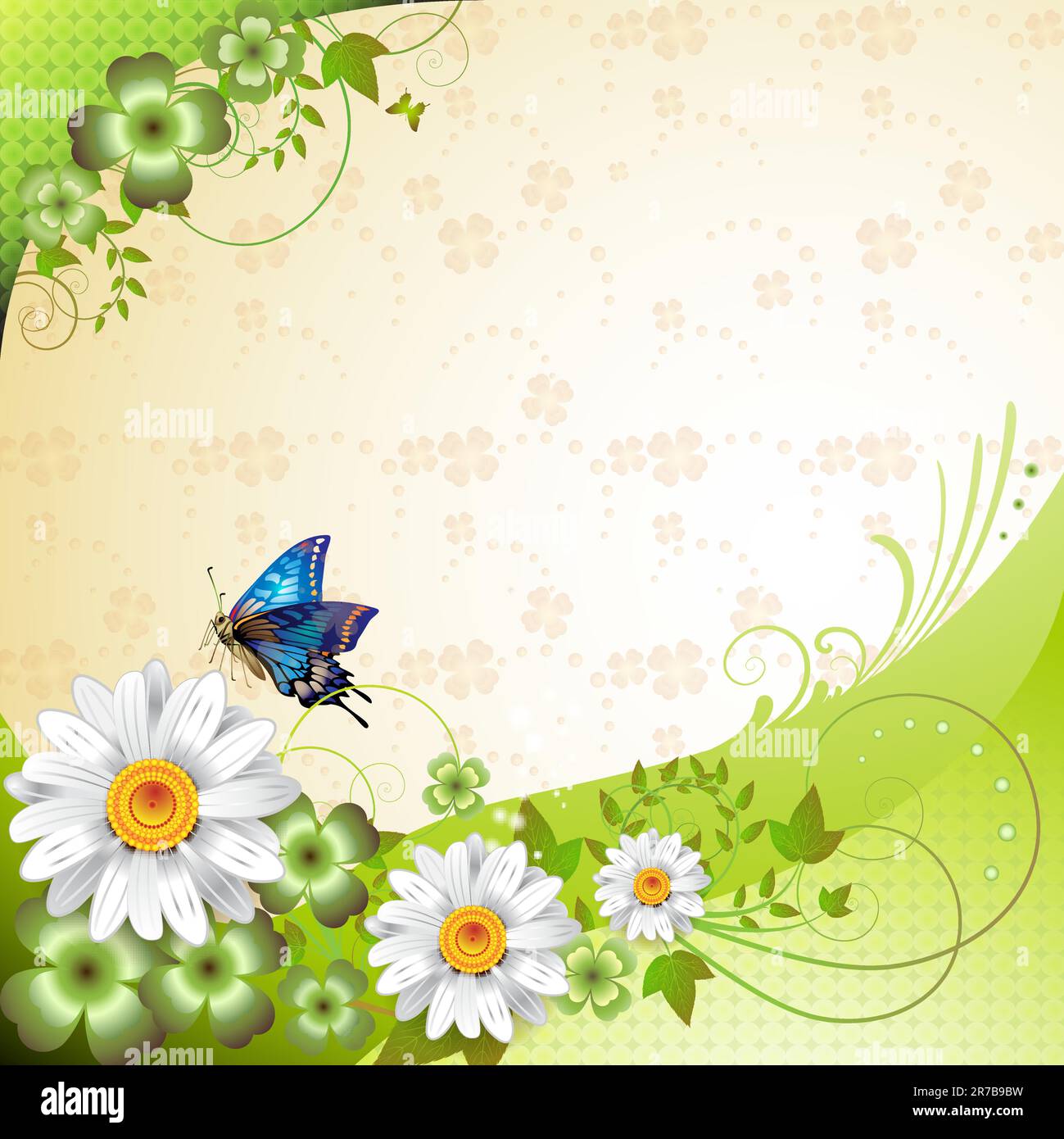 Springtime background with flowers and butterflies Stock Vector Image ...