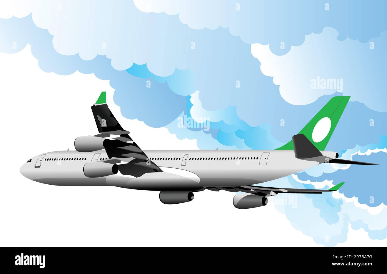 Passenger Airplanes. Colored Vector illustration for designers Stock