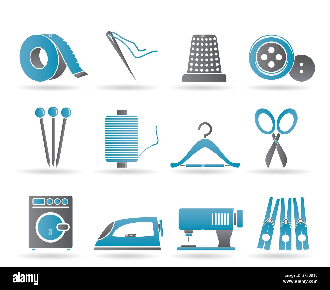 Textile objects and industry   icons - vector icon set Stock Vector