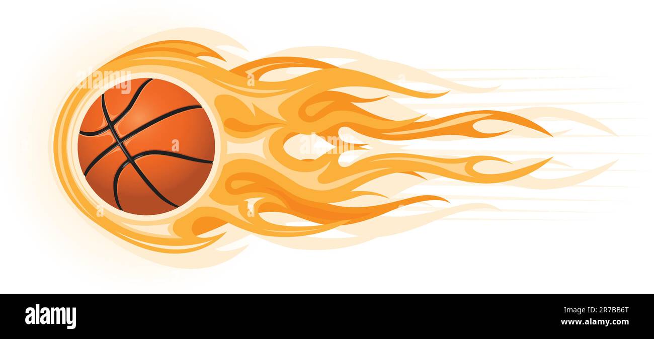 Basketball ball in flame isolated on the white Stock Vector