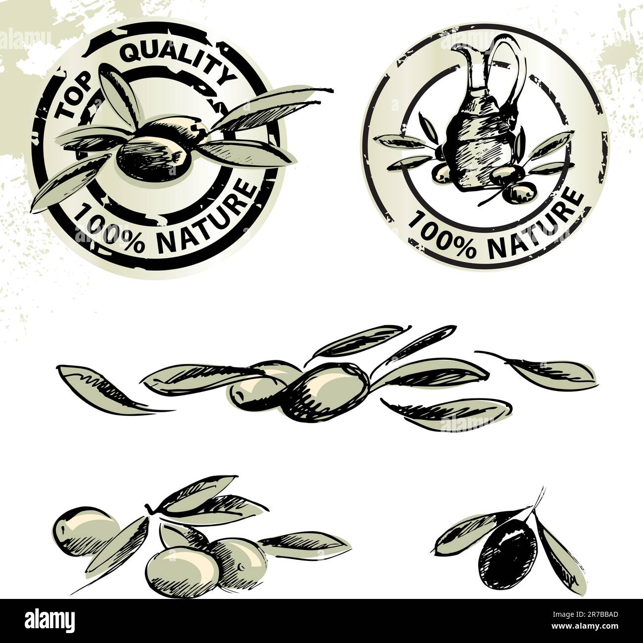 Vector illustration - olives and olive oil labels Stock Vector Image ...