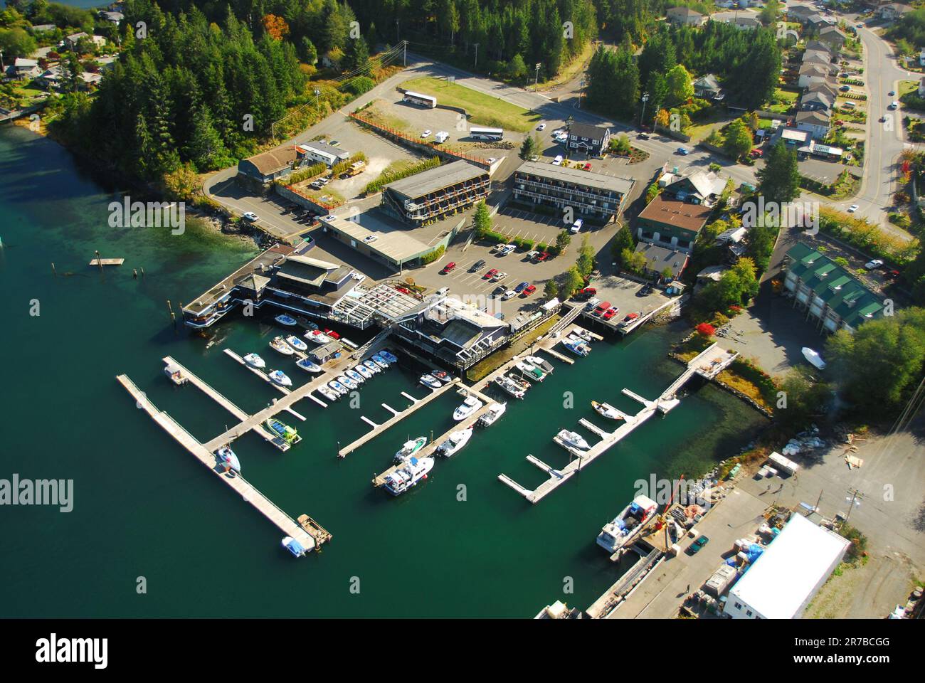 Aerial of Tofino harbour, BC, Canada Stock Photo Alamy