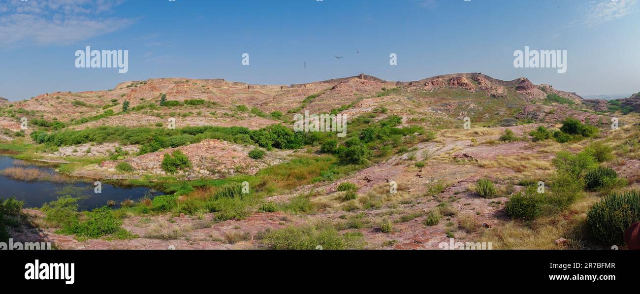 Beautiful panorama of rough boundaries of Jaswant Thada cenotaph