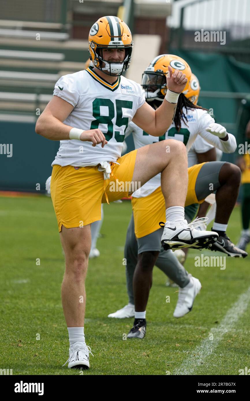 Green Bay Packers' Tucker Kraft catches a pass during an NFL football mini  camp practice session Wednesday, June 14, 2023, in Green Bay, Wis. (AP  Photo/Morry Gash Stock Photo - Alamy