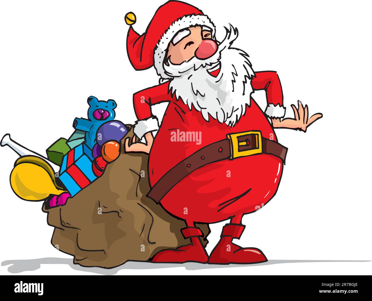 Cartoon Santa with a white beard. Isolated on white Stock Vector