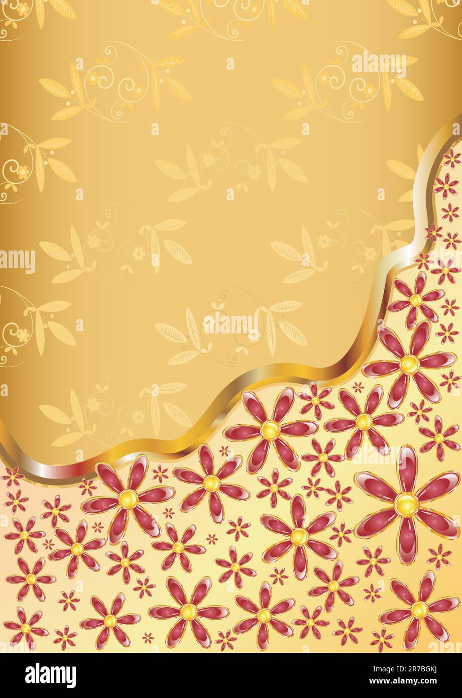 red flowers on a gold background Stock Vector Image & Art - Alamy
