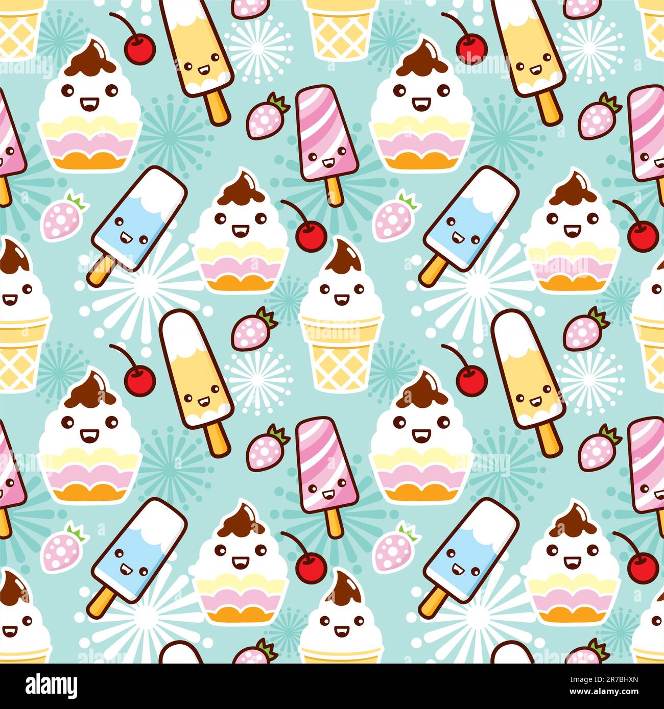 Illustration of seamless pattern with ice-cream Stock Vector Image ...