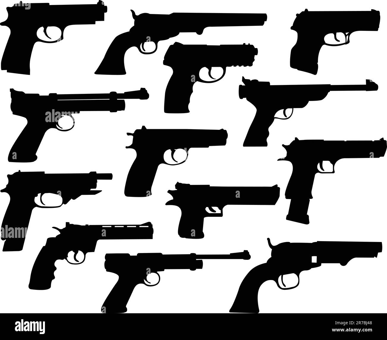 Guns silhouettes collection - vector Stock Vector