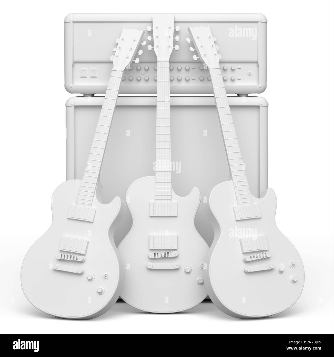 Set of electric acoustic guitar isolated on monochrome background. 3d