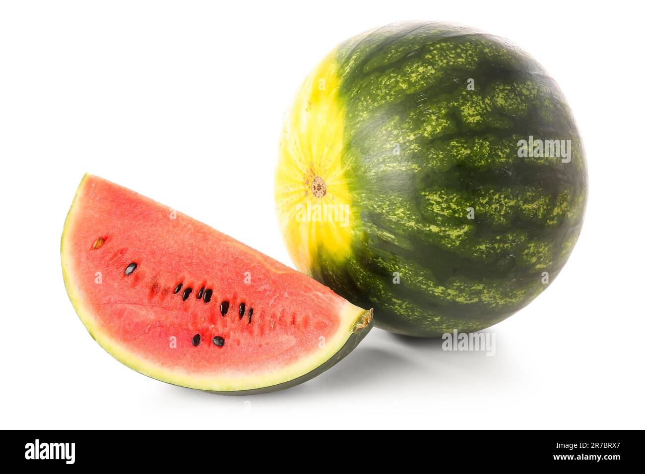 Fresh watermelon and piece on white background Stock Photo - Alamy