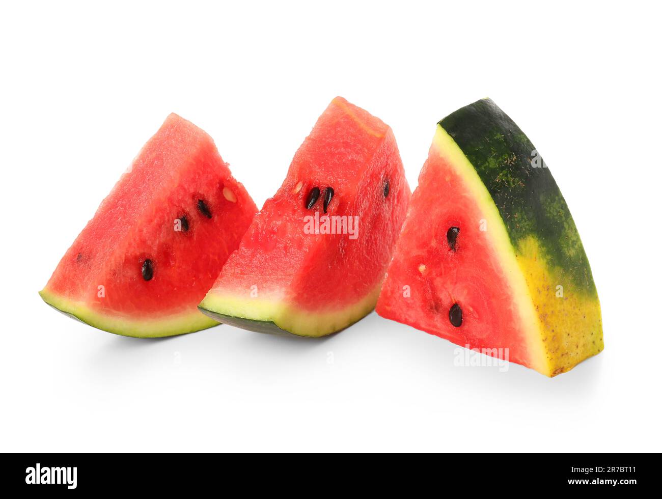 Pieces of fresh watermelon on white background Stock Photo - Alamy