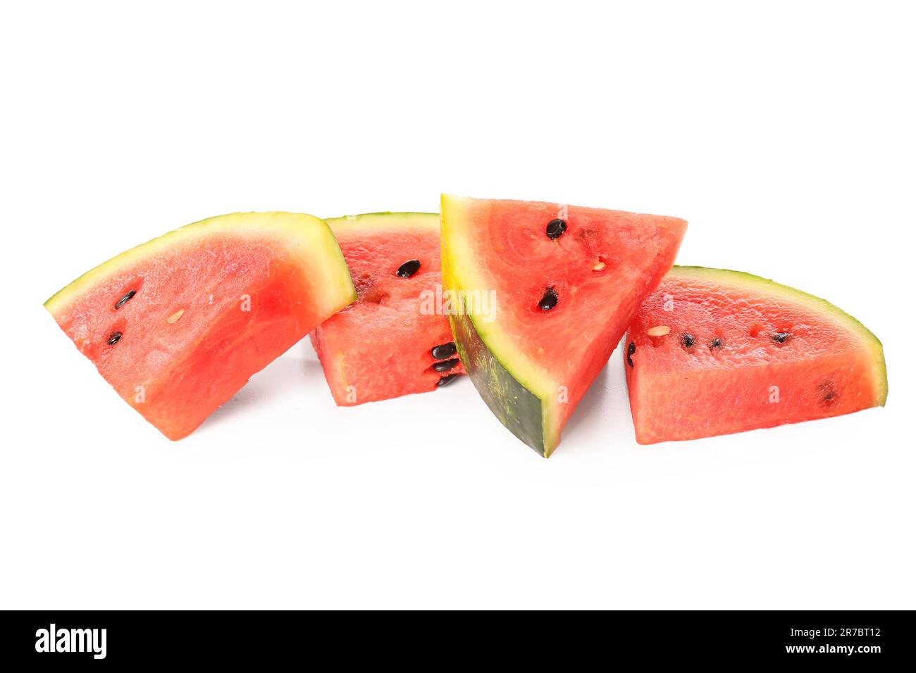 Pieces of fresh watermelon on white background Stock Photo - Alamy