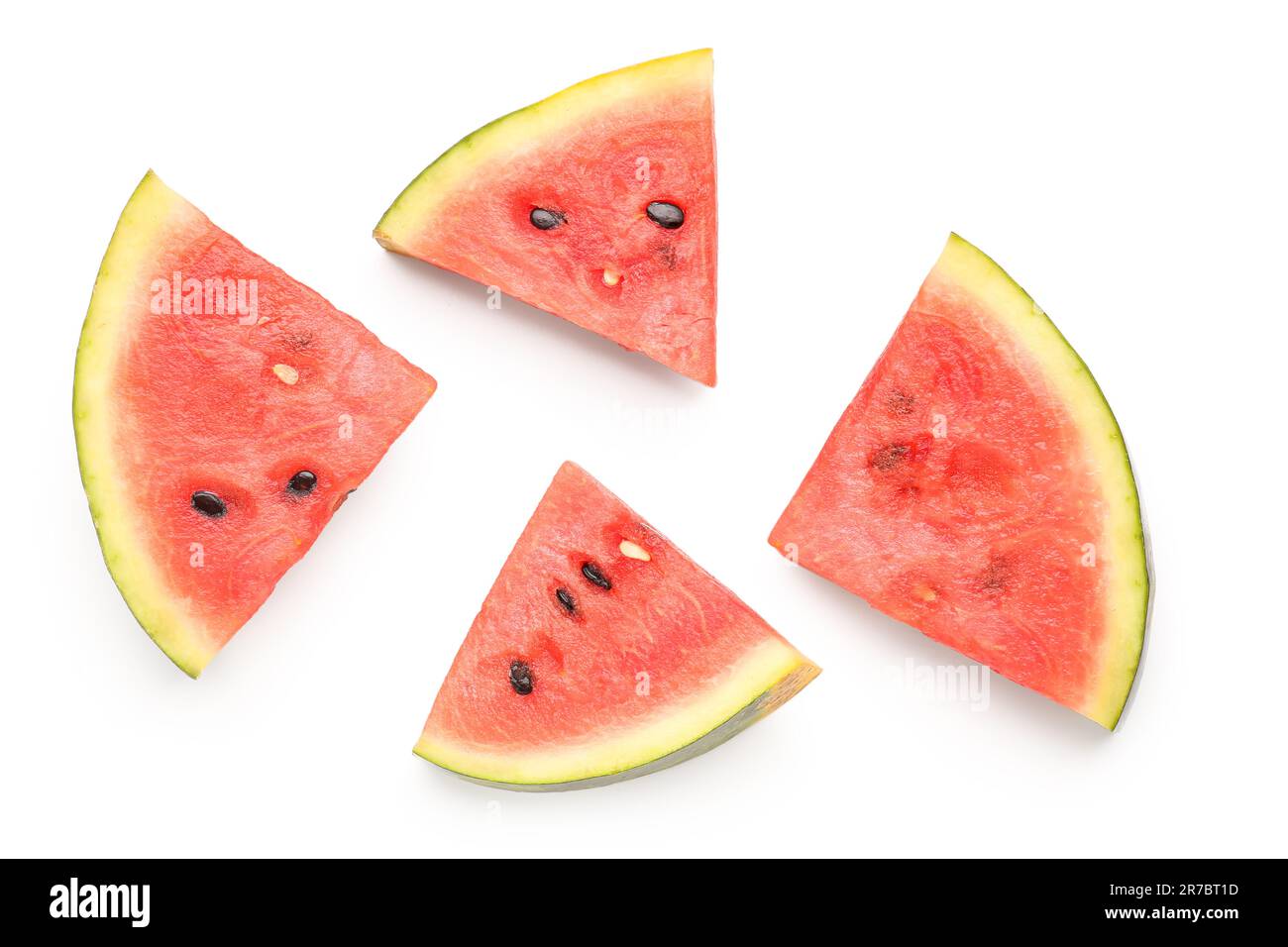 Pieces of fresh watermelon on white background Stock Photo - Alamy