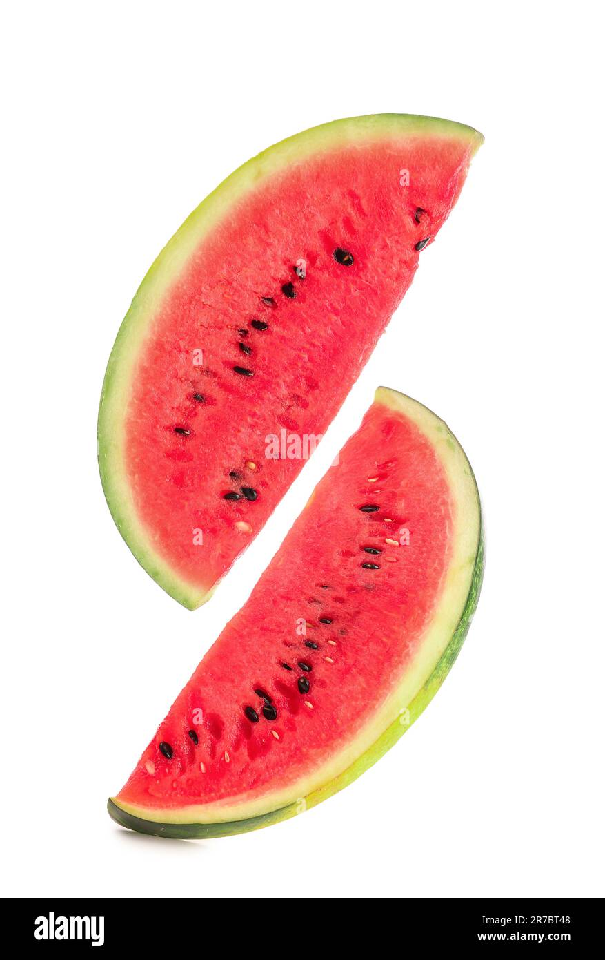Pieces of fresh watermelon on white background Stock Photo - Alamy