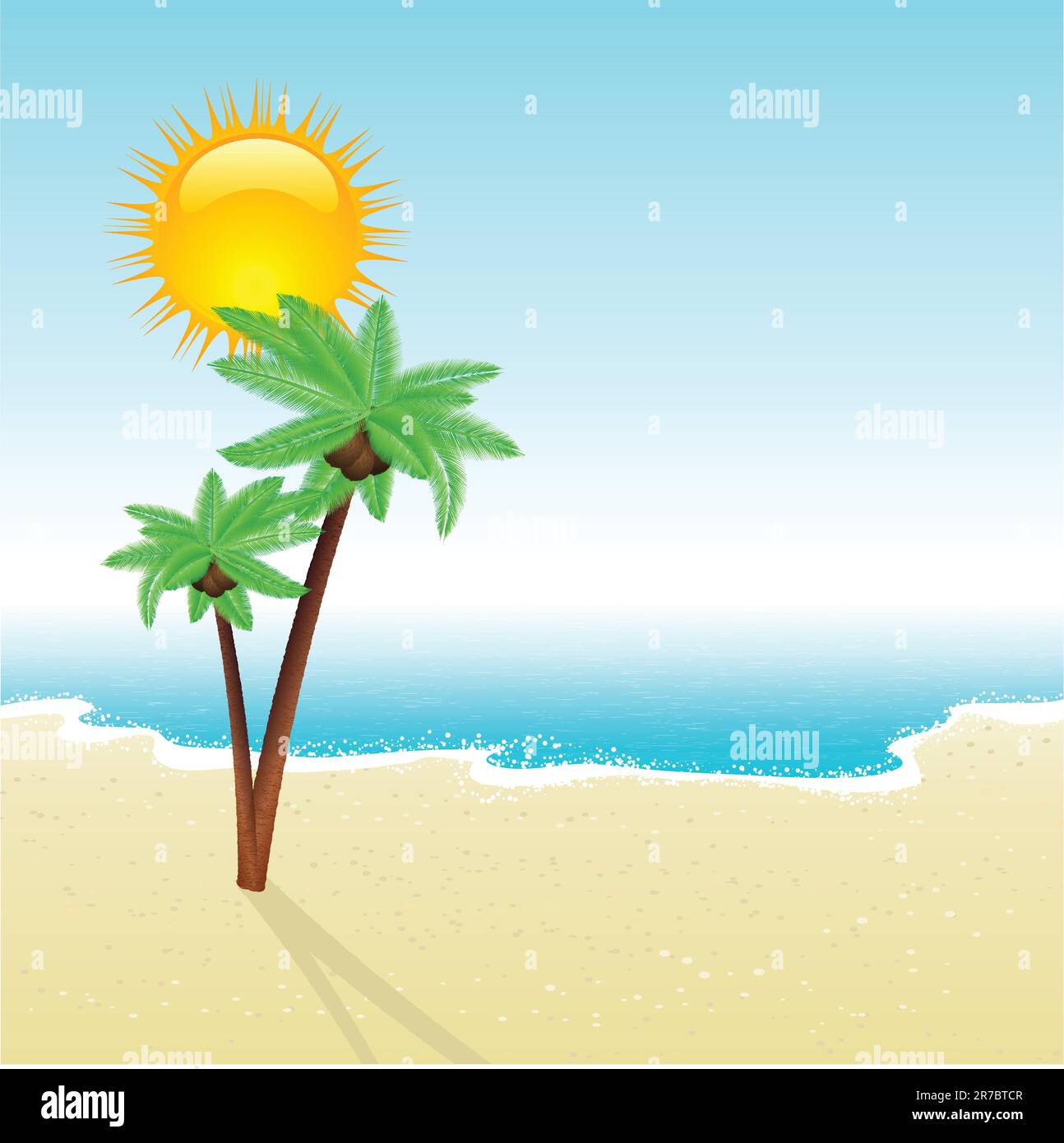 Palm trees on a sandy beach Stock Vector Images - Alamy