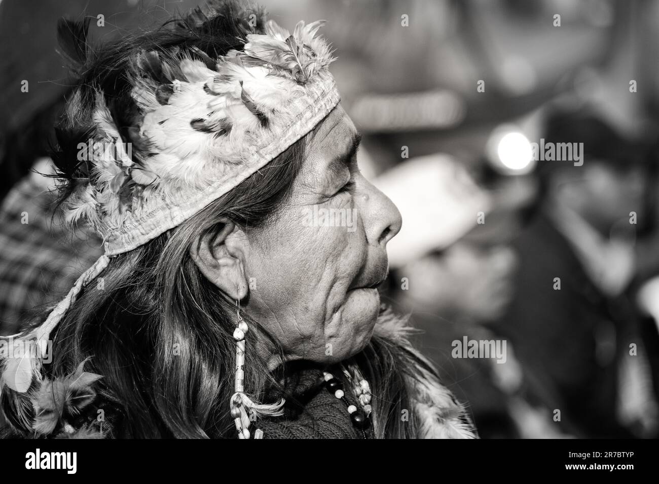 Portrait of an Ancient Guarani Kaiowá Woman Stock Photo