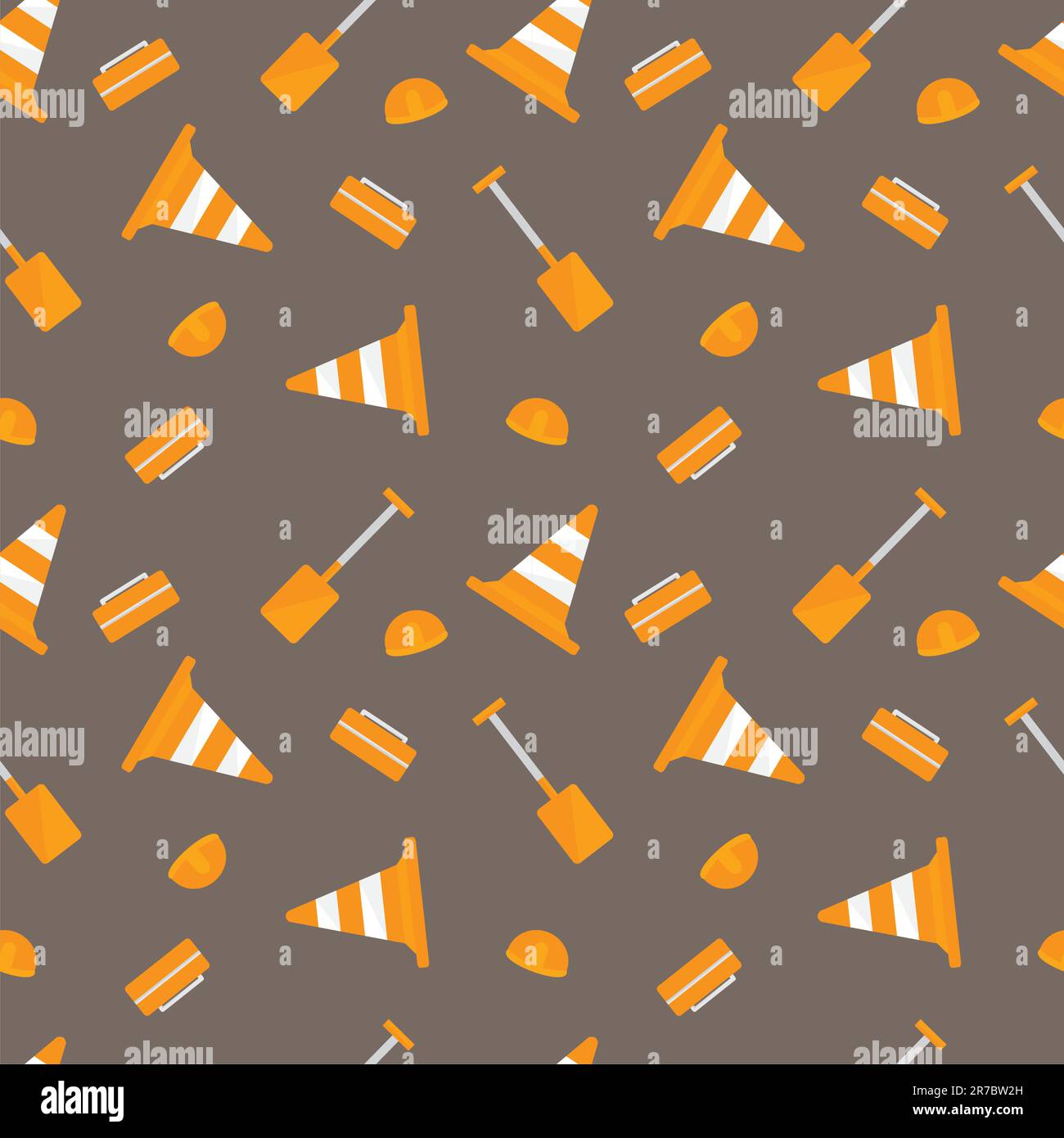 Seamless background with various construction tools and items Stock Vector