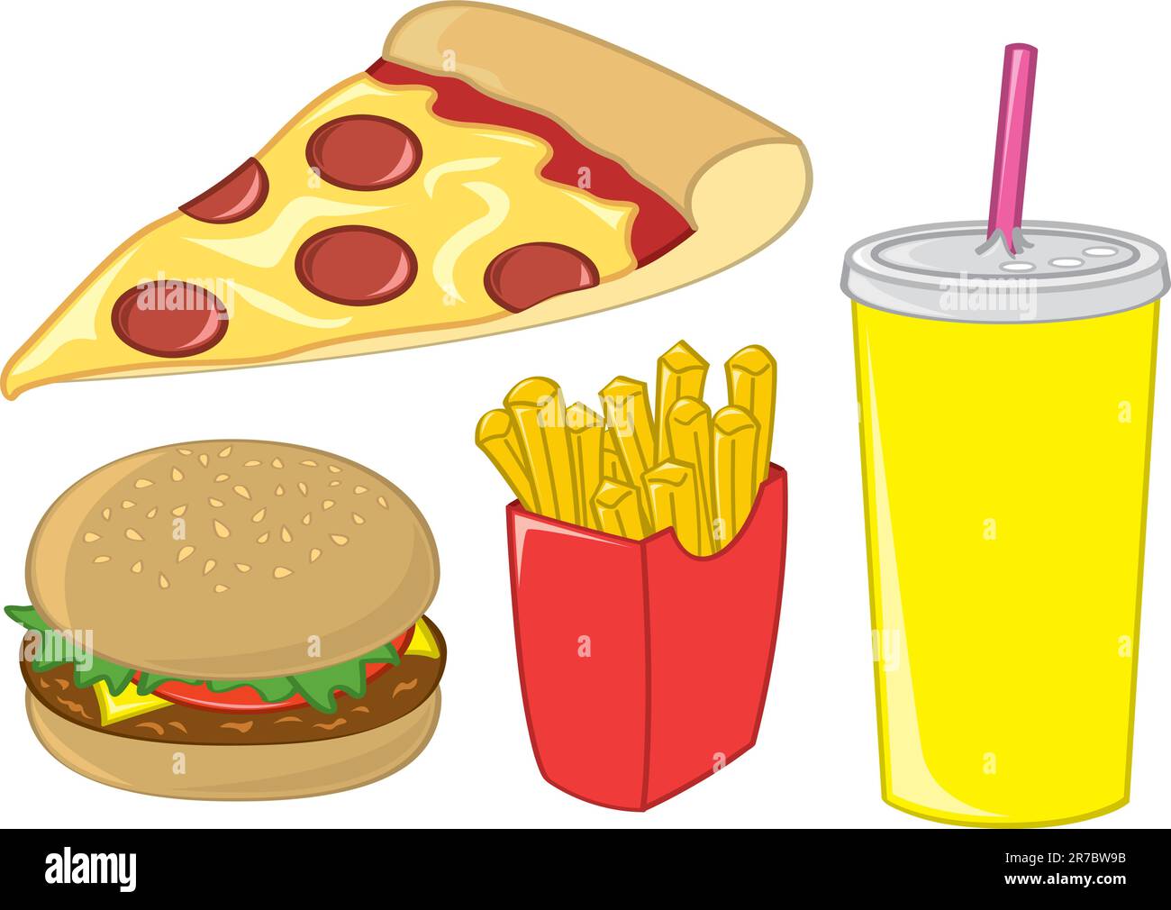 Common American fast food menu items. Stock Vector