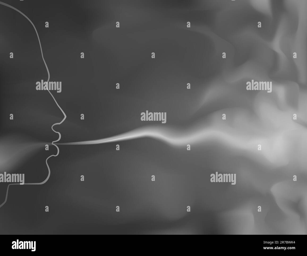 Editable vector illustration of a man blowing smoke made with a gradient mesh Stock Vector