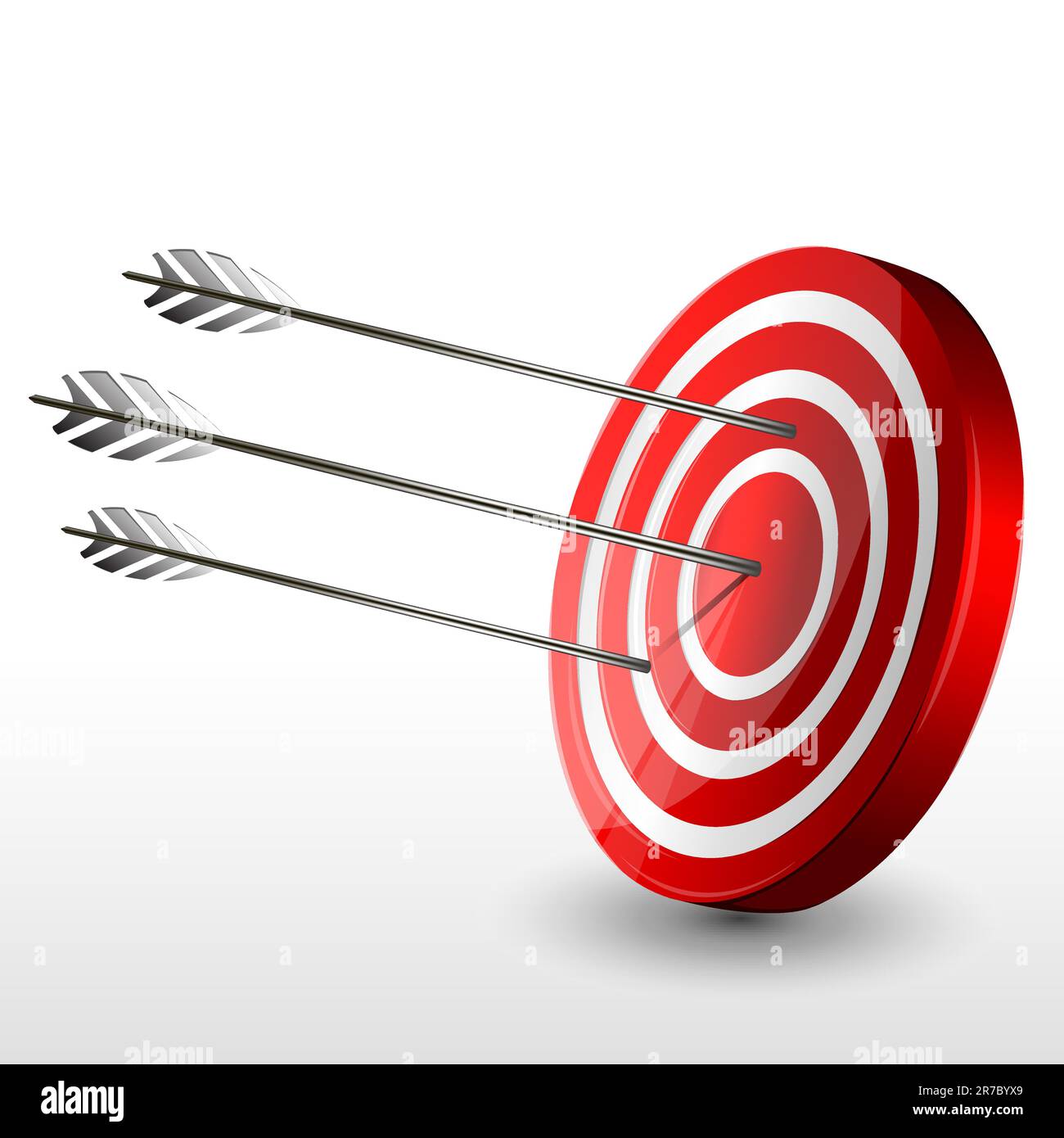 illustration of target board with arrows on white background Stock