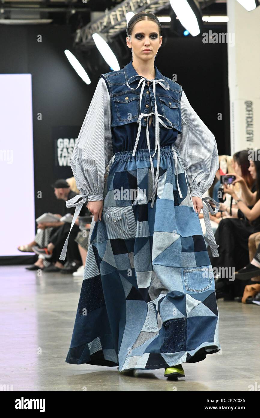 London, UK. June 14 2023. Graduate students present their design of the Brimingham city University and Glasgow school of Art at the Graduate Fashion Week 2023 Day 3 at at Old Truman Brewery, London, United Kingdom. Credit: See Li/Picture Capital/Alamy Live News Stock Photo