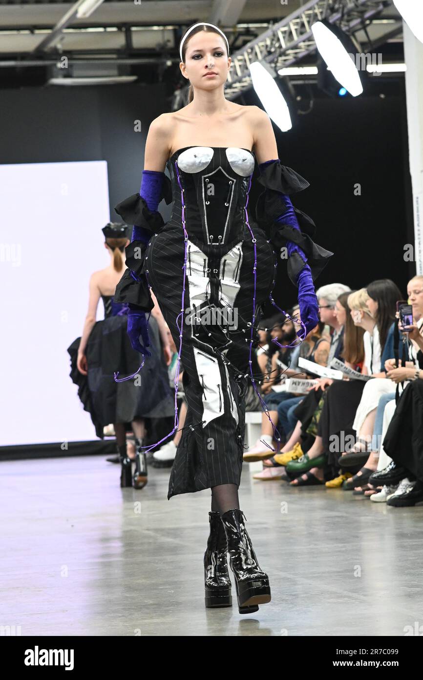 London, UK. June 14 2023. Graduate students present their design of the Brimingham city University and Glasgow school of Art at the Graduate Fashion Week 2023 Day 3 at at Old Truman Brewery, London, United Kingdom. Credit: See Li/Picture Capital/Alamy Live News Stock Photo