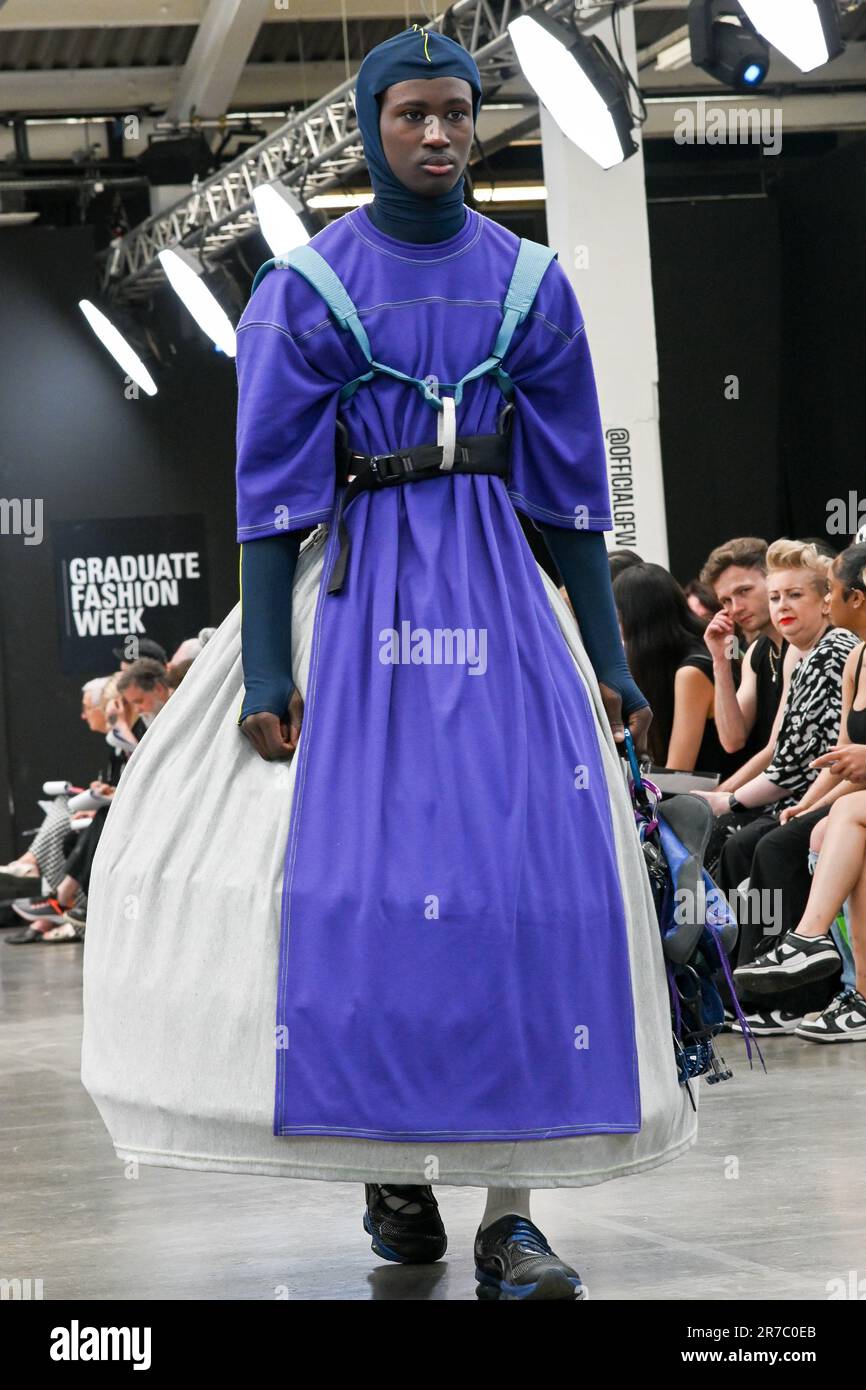 London, UK. June 14 2023. Graduate students present their design of the Brimingham city University and Glasgow school of Art at the Graduate Fashion Week 2023 Day 3 at at Old Truman Brewery, London, United Kingdom. Credit: See Li/Picture Capital/Alamy Live News Stock Photo