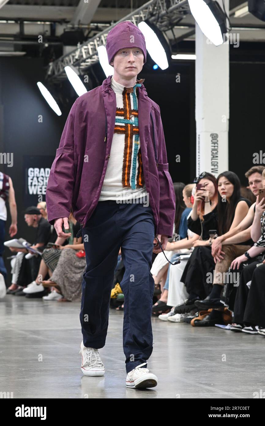 London, UK. June 14 2023. Graduate students present their design of the Brimingham city University and Glasgow school of Art at the Graduate Fashion Week 2023 Day 3 at at Old Truman Brewery, London, United Kingdom. Credit: See Li/Picture Capital/Alamy Live News Stock Photo