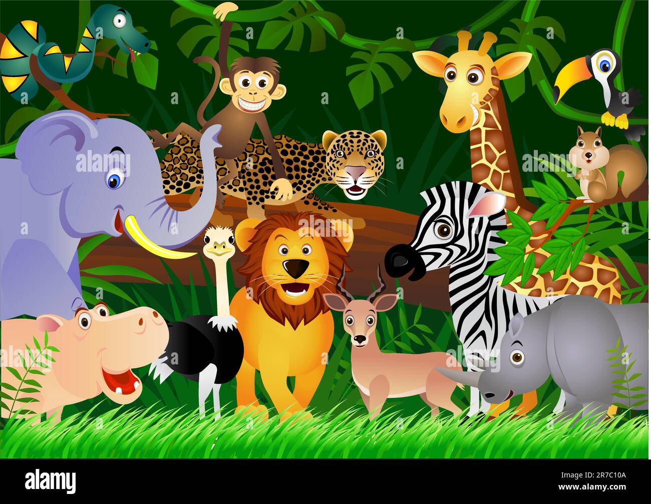 vector illustration of animal in the jungle Stock Vector Image & Art ...