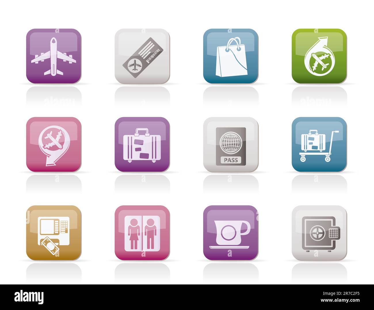 airport, travel and transportation icons 1 - vector icon set Stock Vector