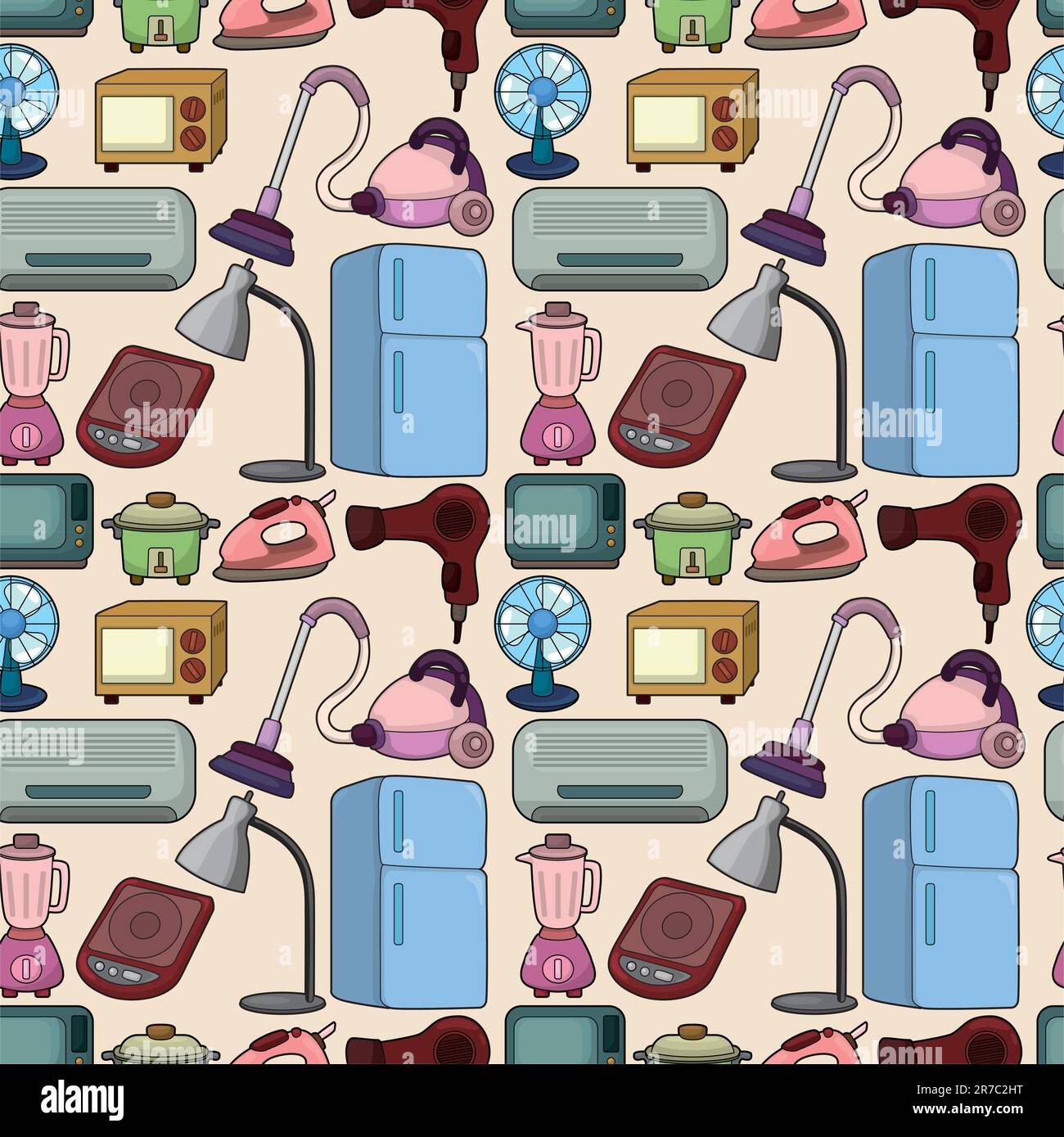seamless cartoon home appliance pattern Stock Vector