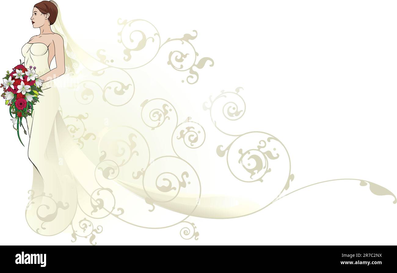 Strapless wedding dress Stock Vector Images - Alamy