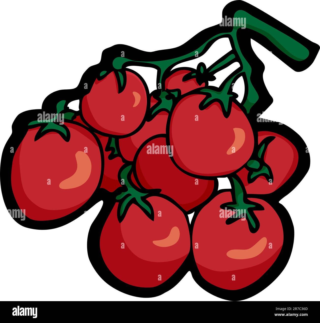 Stem full of ripe red cherry tomatoes Stock Vector Image & Art - Alamy