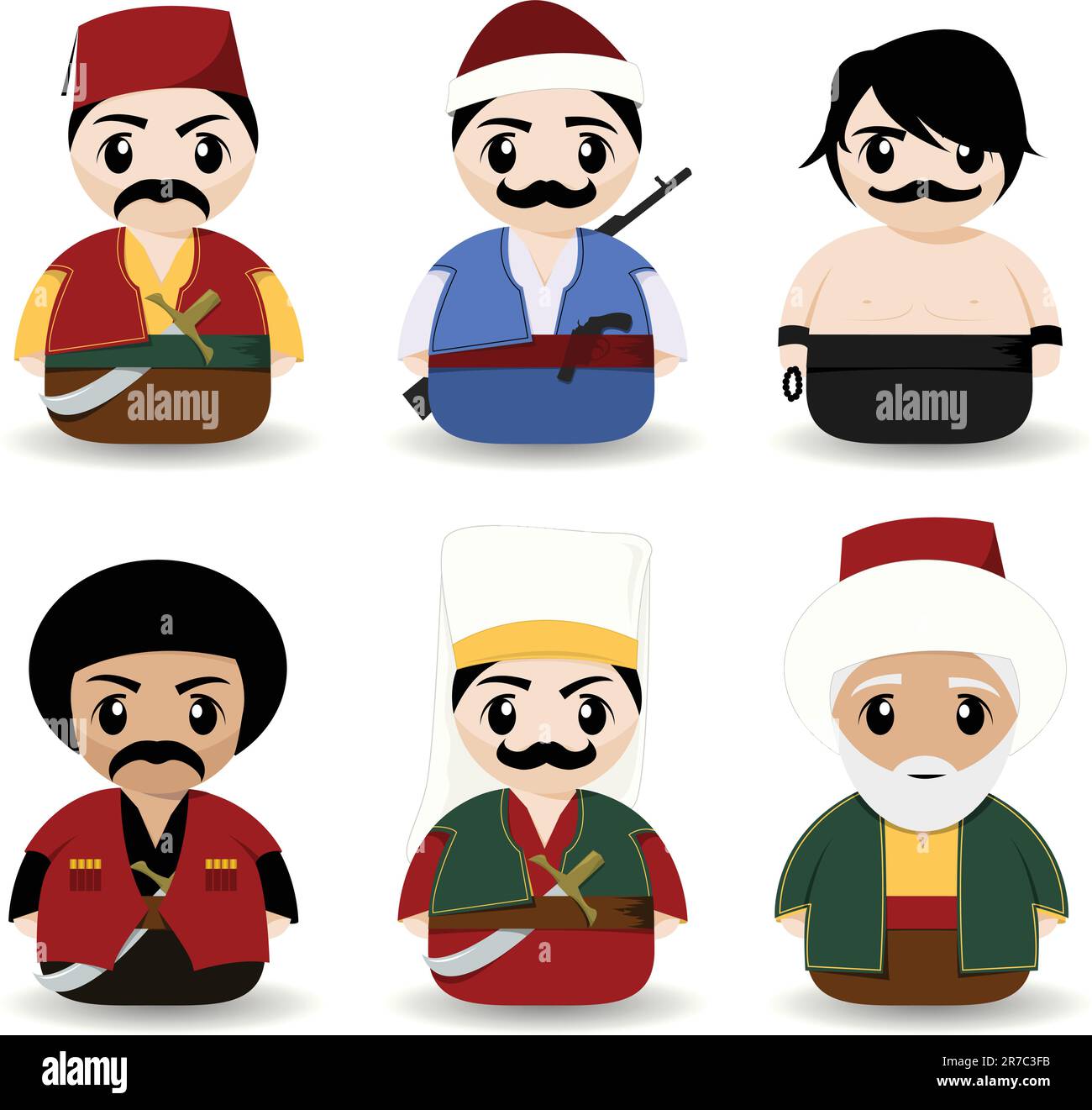 vector set of traditional turkish men cartoons Stock Vector