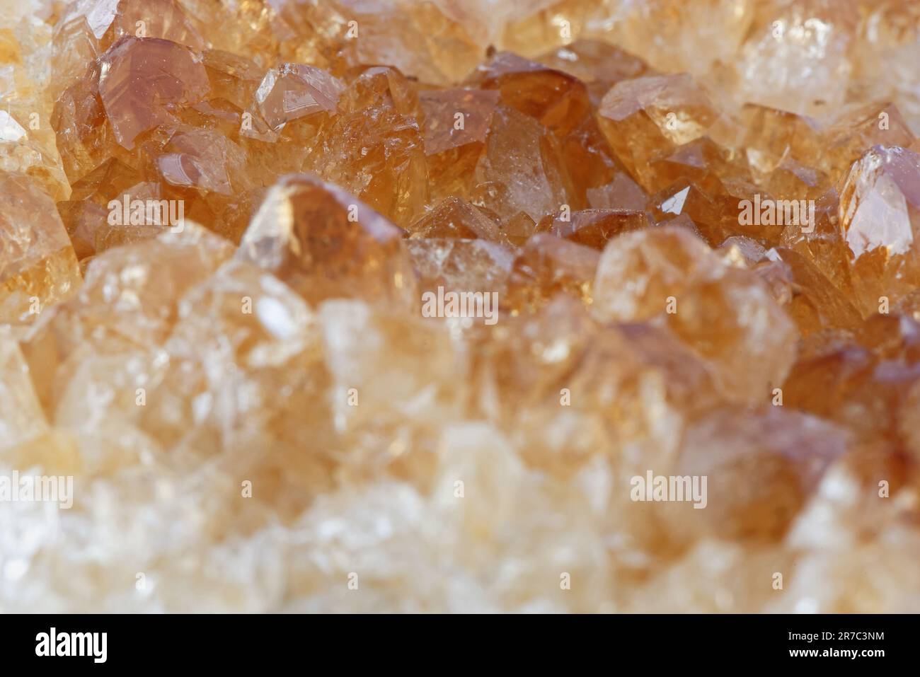 Close up of Citrine (Yellow Quartz) Crystals known to promote luck and success Stock Photo