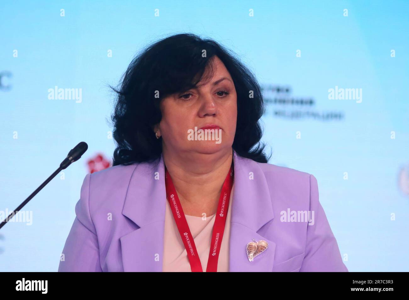 Saint Petersburg, Russia. 14th June, 2023. Galina Shemanaeva, Acting Deputy Head of Administration of the Tambov Region, attends a session on Drug Provision for Cancer Patients in the framework of the St. Petersburg International Economic Forum 2023 (SPIEF 2023). Credit: SOPA Images Limited/Alamy Live News Stock Photo