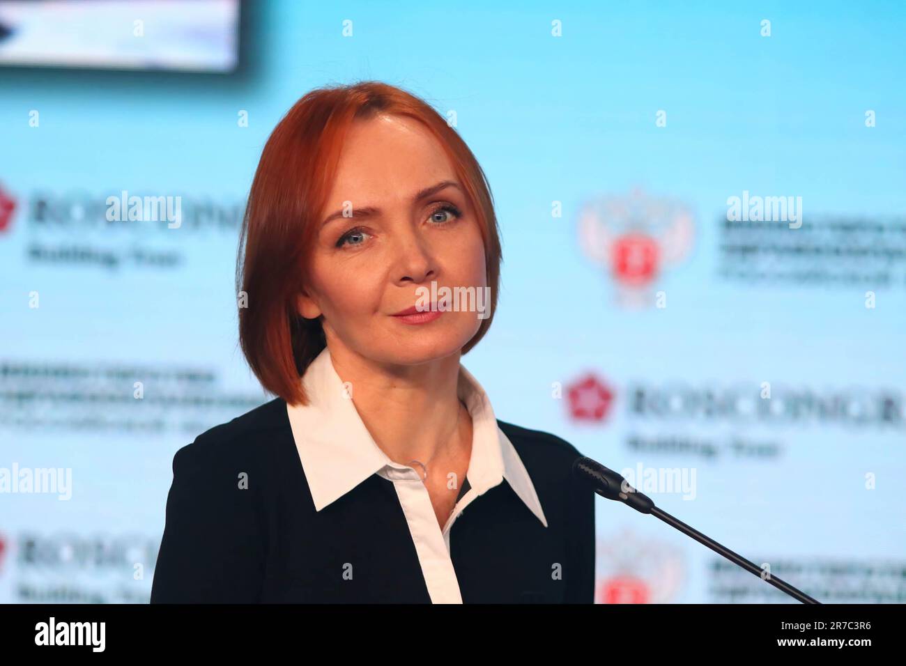 Saint Petersburg, Russia. 14th June, 2023. Evelina Zakamskaya, Chief Editor, Doctor TV Channel, attends a session on Drug Provision for Cancer Patients in the framework of the St. Petersburg International Economic Forum 2023 (SPIEF 2023). Credit: SOPA Images Limited/Alamy Live News Stock Photo