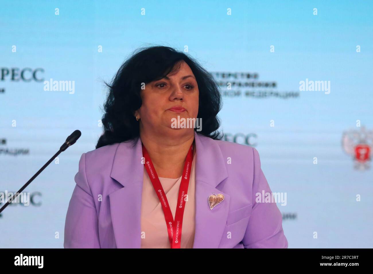 Saint Petersburg, Russia. 14th June, 2023. Galina Shemanaeva, Acting Deputy Head of Administration of the Tambov Region, attends a session on Drug Provision for Cancer Patients in the framework of the St. Petersburg International Economic Forum 2023 (SPIEF 2023). Credit: SOPA Images Limited/Alamy Live News Stock Photo