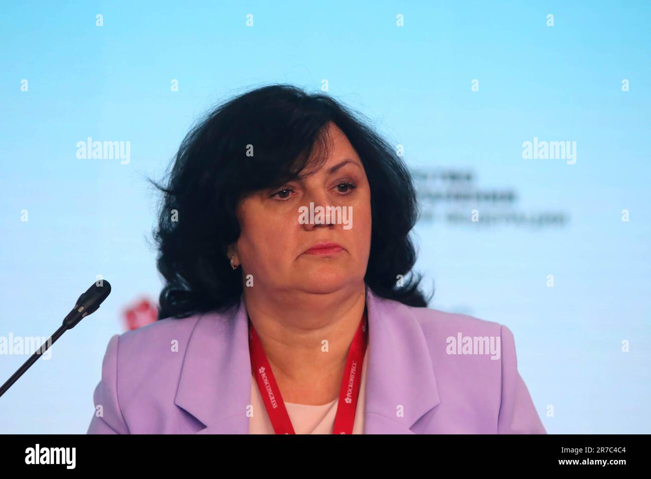 Saint Petersburg, Russia. 14th June, 2023. Galina Shemanaeva, Acting Deputy Head of Administration of the Tambov Region, attends a session on Drug Provision for Cancer Patients in the framework of the St. Petersburg International Economic Forum 2023 (SPIEF 2023). (Photo by Maksim Konstantinov/SOPA Image/Sipa USA) Credit: Sipa USA/Alamy Live News Stock Photo