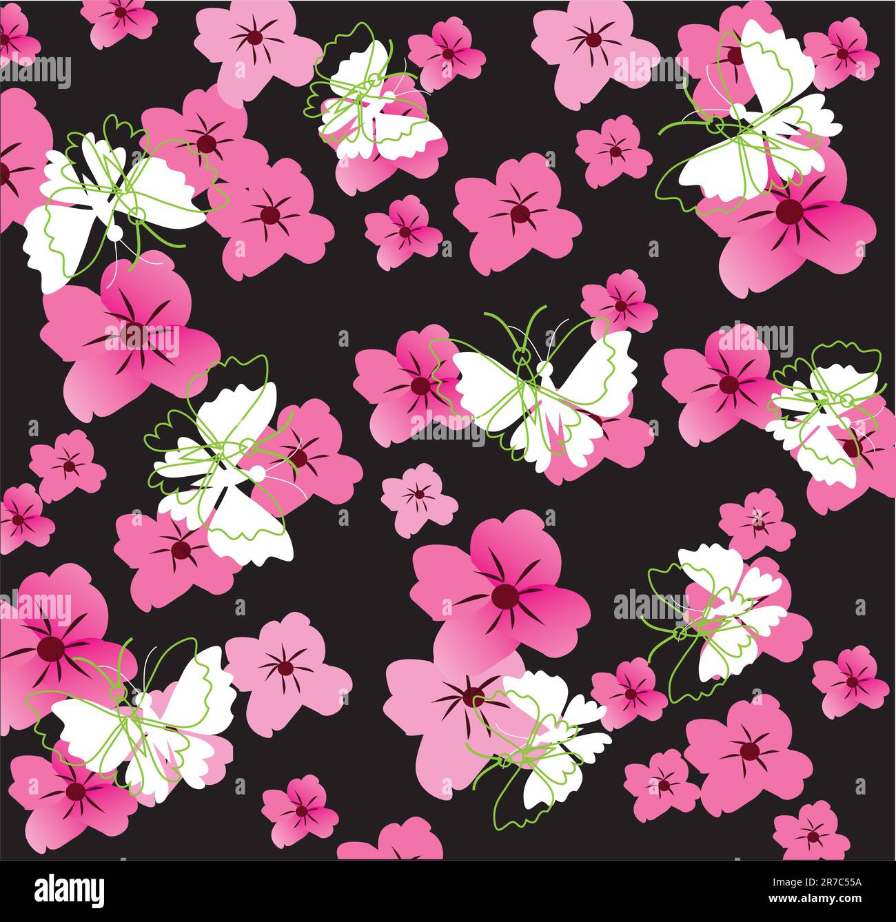 Vector illustration of floral background with butterflies Stock Vector ...